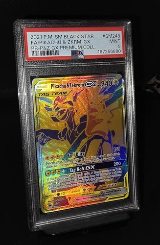 PIKACHU & ZEKROM GX Tag Team 2021 Promo SM248 PSA 9