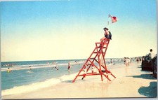 Jacksonville Florida Postcard Lifeguard Beach Scene Vintage Color B71