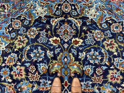 BLUE VINTAGE RUG 9x14 HAND-KNOTTED ORIENTAL ANTIQUE colorful real handmade 10x14
