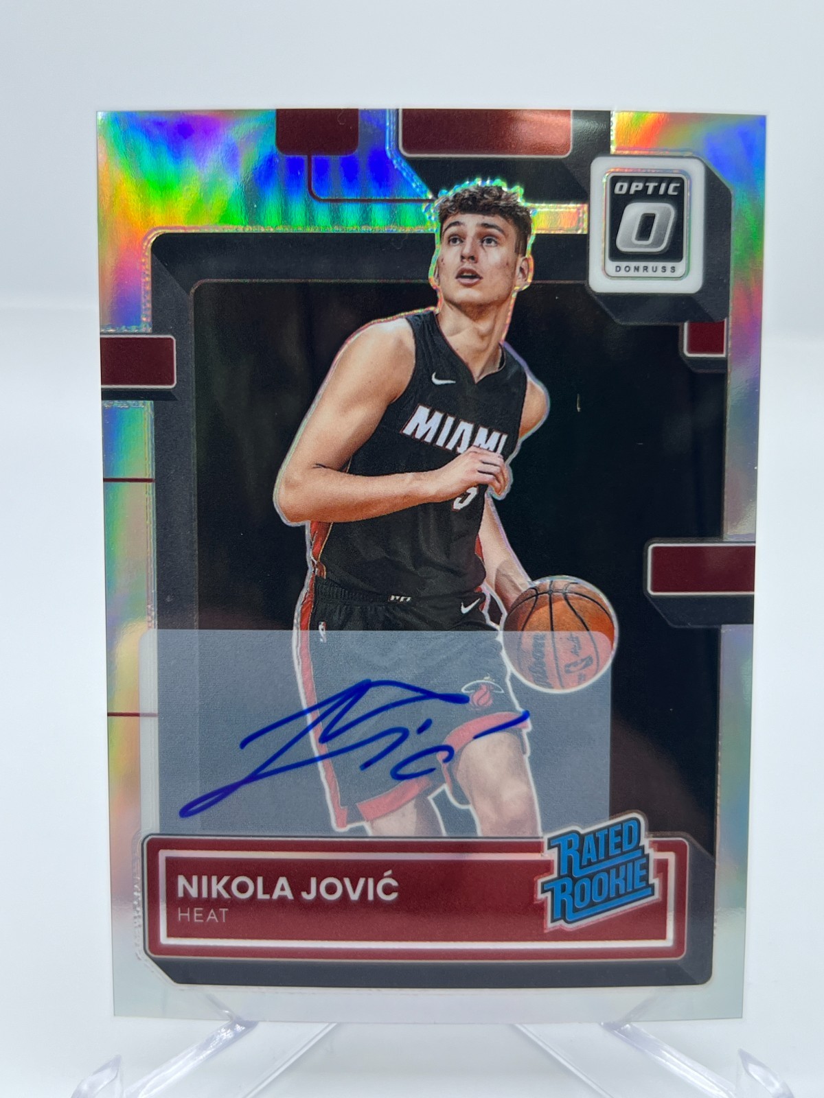 2022-23 PANINI DONRUSS OPTIC NIKOLA JOVIC RATED ROOKIE AUTOGRAPH NO. 224 HEAT