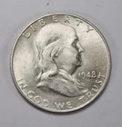 1948 D Franklin Half Dollar 90% Silver Denver Uncirculated Actual Coin Pictured