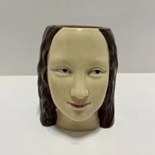 Vintage 1992 Vandor Mona Lisa Ceramic Face Mug – Brown & Beige