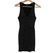 Forever 21 Black Sparkle V Neck Bodycon Mini Dress Women's Size S