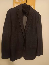 Calvin Klein Men  s Gray Solid Blazer Single-Breasted Notch Lapel 2-Button Lined