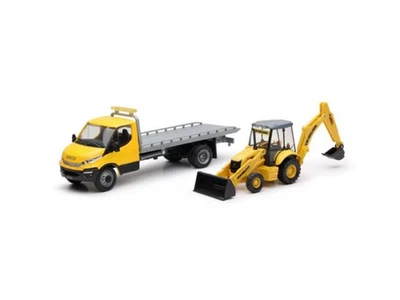 NEWRAY,Camion porte véhicule IVECO avec tractopelle B110C NEW HOLLAND, , NEW1... - Photo 1/2