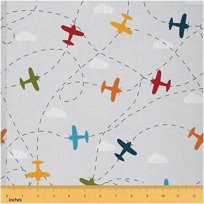 Airplane Route Map Upholstery Fabric