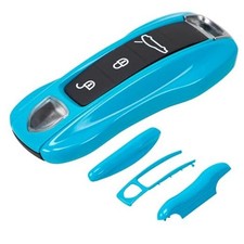 3-Piece Painted Key Fob Cover Compatible with Porsche Key Shell, Miami Blue