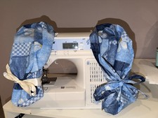 Ponytail scrub cap Satin-Lined Blue Floral Adjustable Bow Accent Handmade