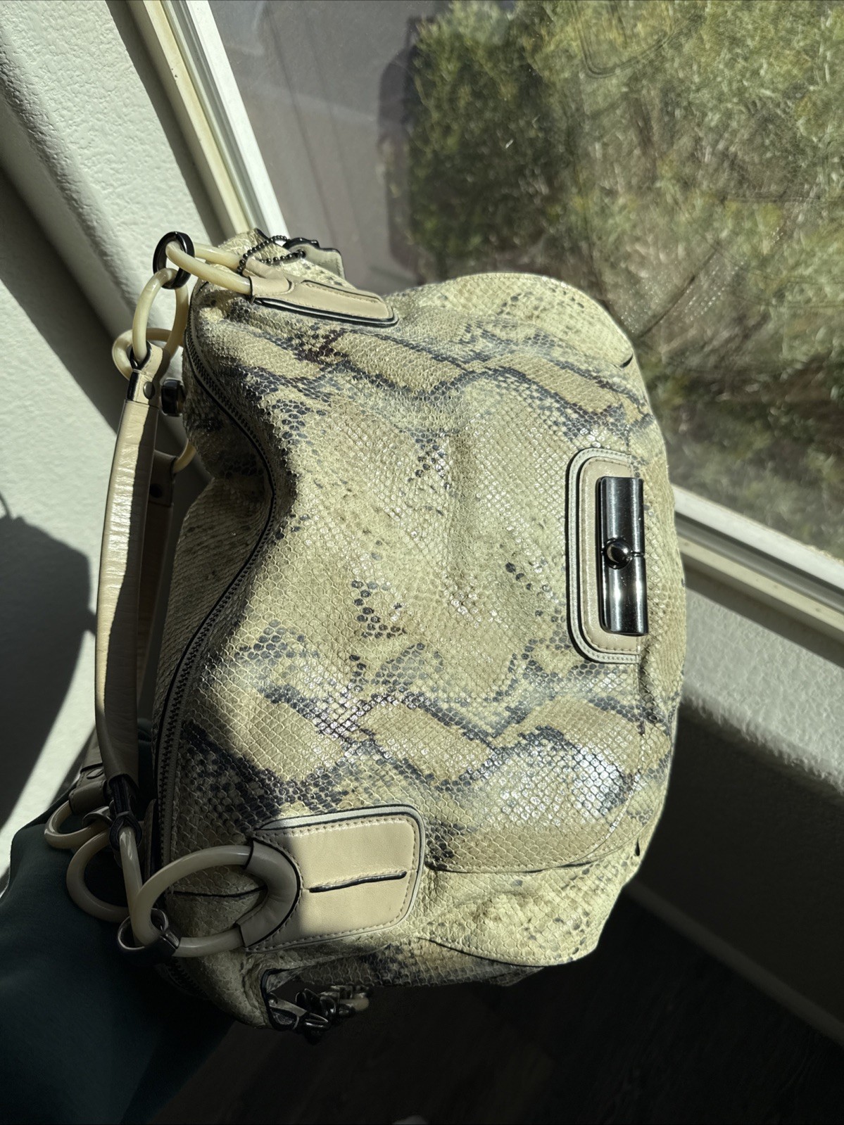 Coach Kristin Embossed Python Metallic Leather Sh… - image 4