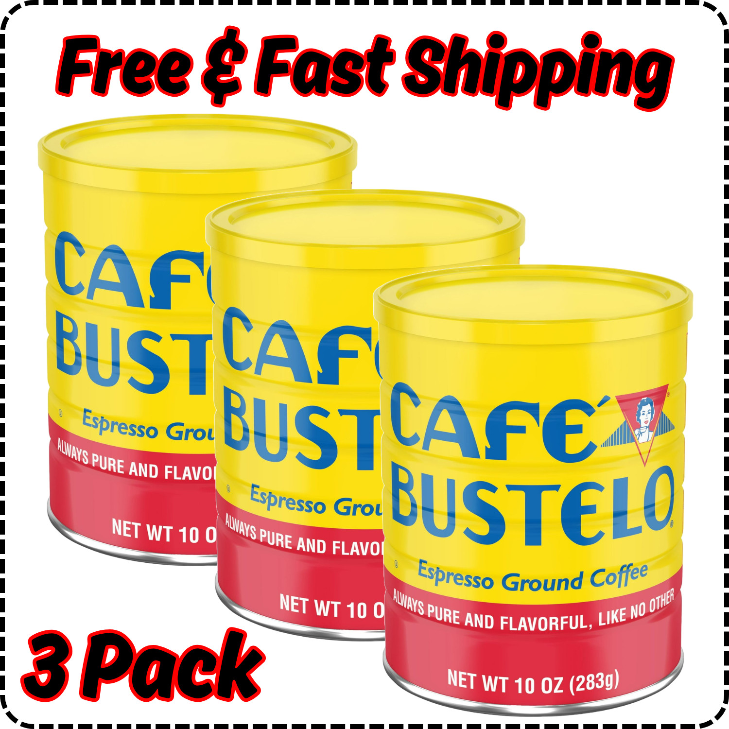 Cafe Bustelo, Espresso Style Dark Roast Ground Coffee, 10 oz