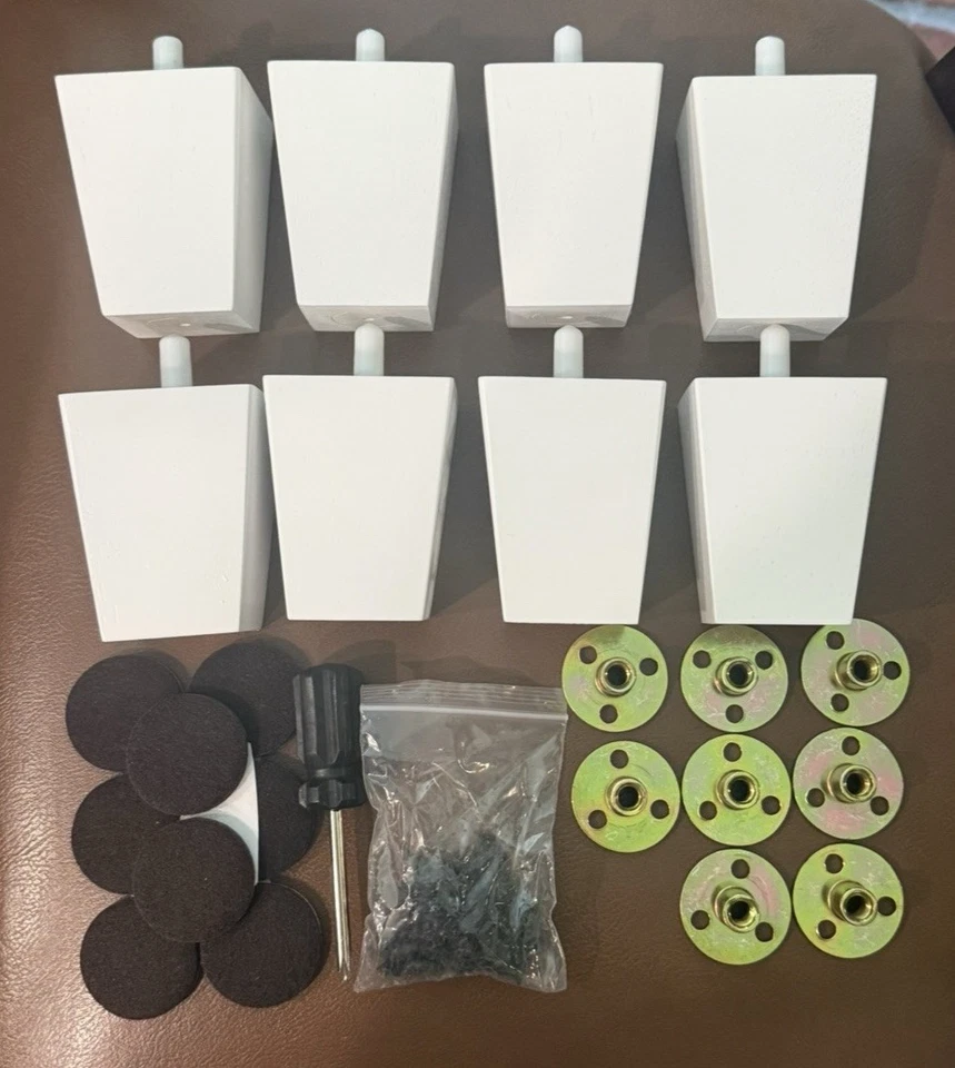 Juego de 8 patas cuadradas de sofá de madera maciza de 0,3 pulgadas para muebles de madera blanca Foto 3 de 3