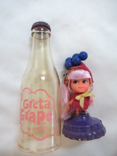 Liddle KOLA Kiddles Greta Grape Doll w/Soda Bottle Mattel vintage
