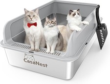 XXXL Stainless Steel Litter Box 28.1'' Metal Cat Litter Box for Big Cats 