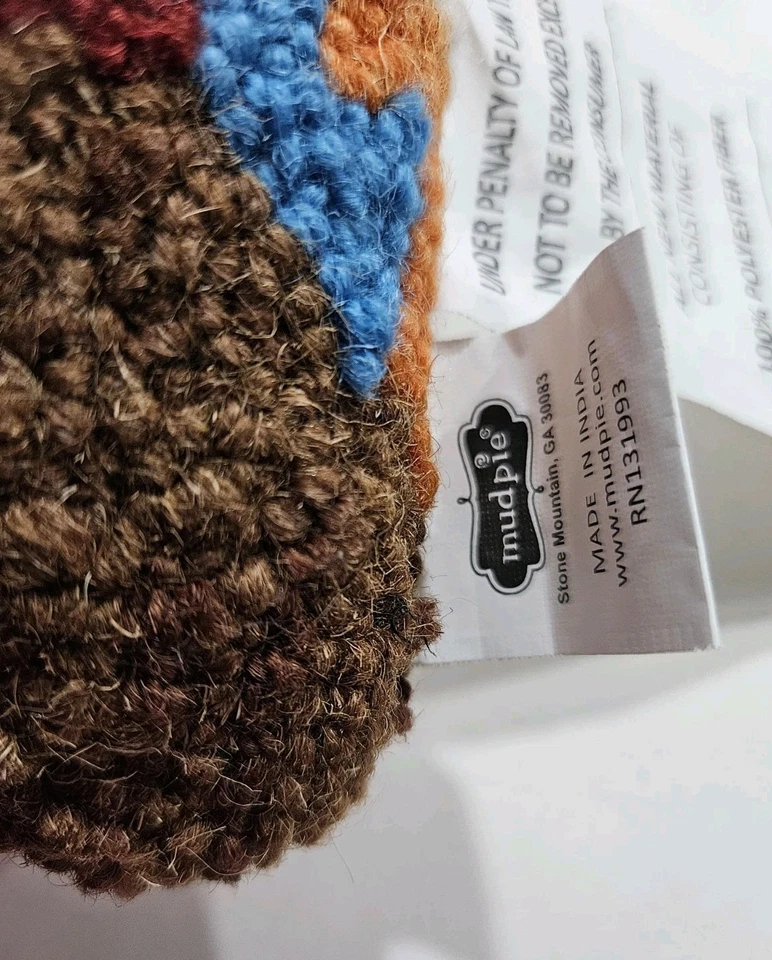 Almohada Mudpie Gobble Turquía 9" x 9" Decoración Acción de Gracias Mezcla de Lana Foto 3 de 4