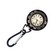 Outdoor Hiking Climbing Alloy Backpack Clip-on Carabiner Quartz Pocket Watch ss