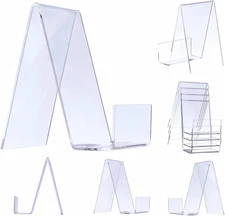 6 Pack Clear Acrylic Book Stands for Display Album, CD, Magazine, Postcard, Pict
