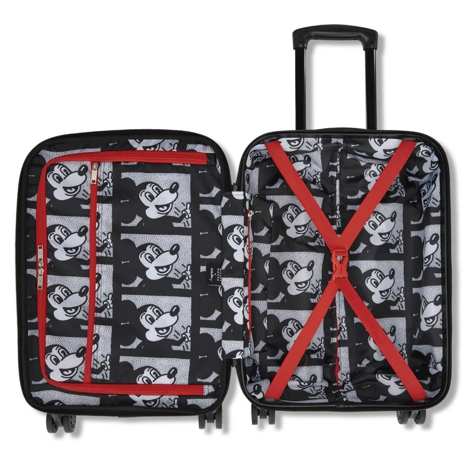 American Tourister Keith Haring Mickey Mouse Hardside Luggage Spinner 19" New - Image 4 of 4
