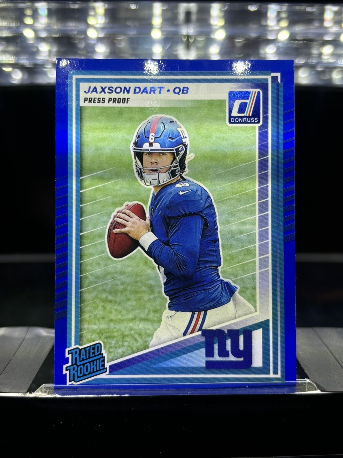 2025 Donruss Jaxson Dart💥RATED ROOKIE BLUE PRESS PROOF / COLOR MATCH! +Rated RC