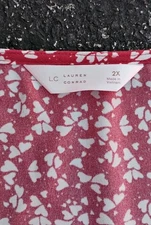 Lauren Conrad LC Blouse Red Hearts Flutter Sleeve Romantic Vneck Size 2X 
