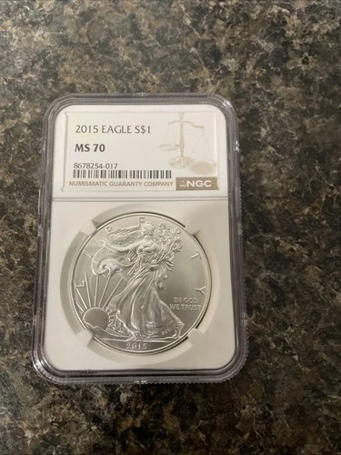 2015 $1 American Silver Eagle NGC MS70 Brown Label