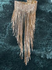 Vtg Rhinestone Crystal Choker Necklace Wedding/party Bling Cascading Long Beauty