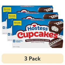 3 pack Hostess Cupcakes, Chocolate Snack Cakes, 12.7 oz Box 8 Ct.