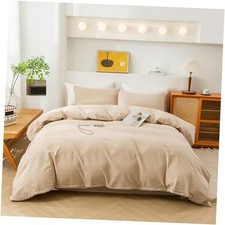 Duvet Cover King Size, 100 Washed Cotton King 104"x90" Beige No Comforter 