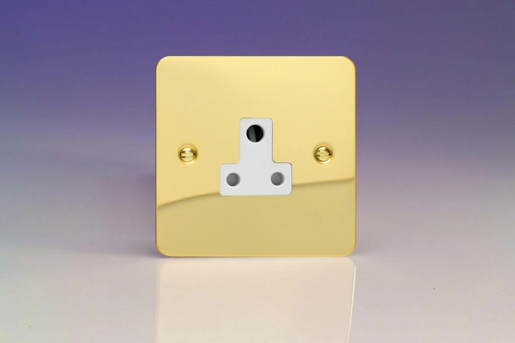 Round Pin Socket Brass 5A Ultraflat Polished + White Insert Varilight XFVRP5AW