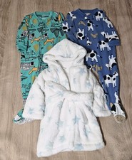 Lot Of 2 Fleece Footed Pajamas Pjs Boys Size 12 months Carters  Cozy Bathrobe