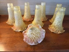 (8) Vintage  Lily Pad Tulip Lamp Replacement Shades Yellow & Pink