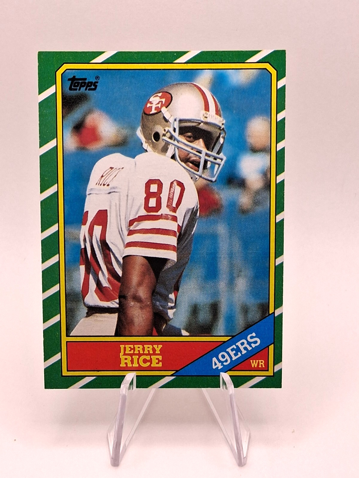 1986 Topps #161 Jerry Rice RC (Surface Lines on Front of Card) EX-NM