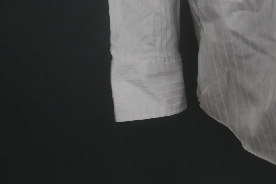 DONALD J. TRUMP Gray Striped Cotton Long Sleeve Collared Dress Shirt Sz 34 / 35 - Image 4 of 4