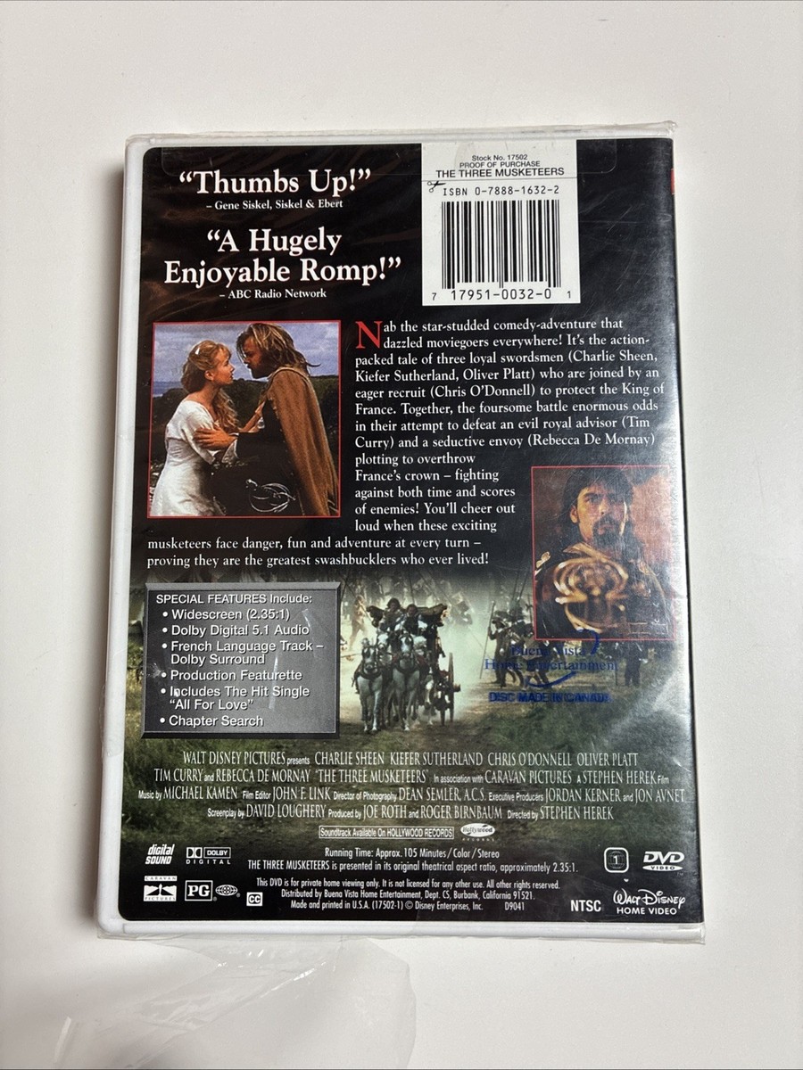 The Three Musketeers (DVD, 1993) for sale online | eBay