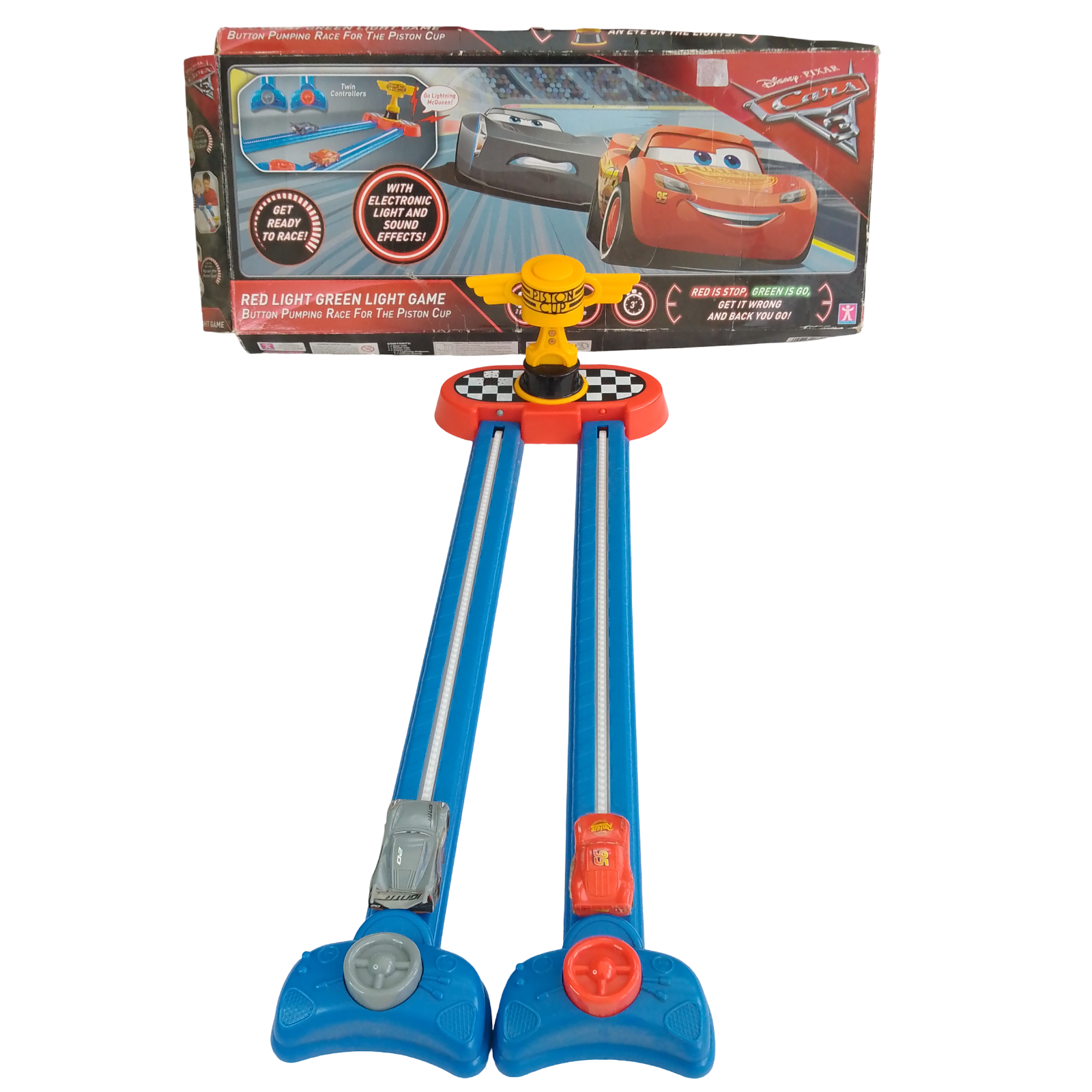 Disney Cars Rare Piston Cup Race Game-with Light & Sound Effects- Button Pumping