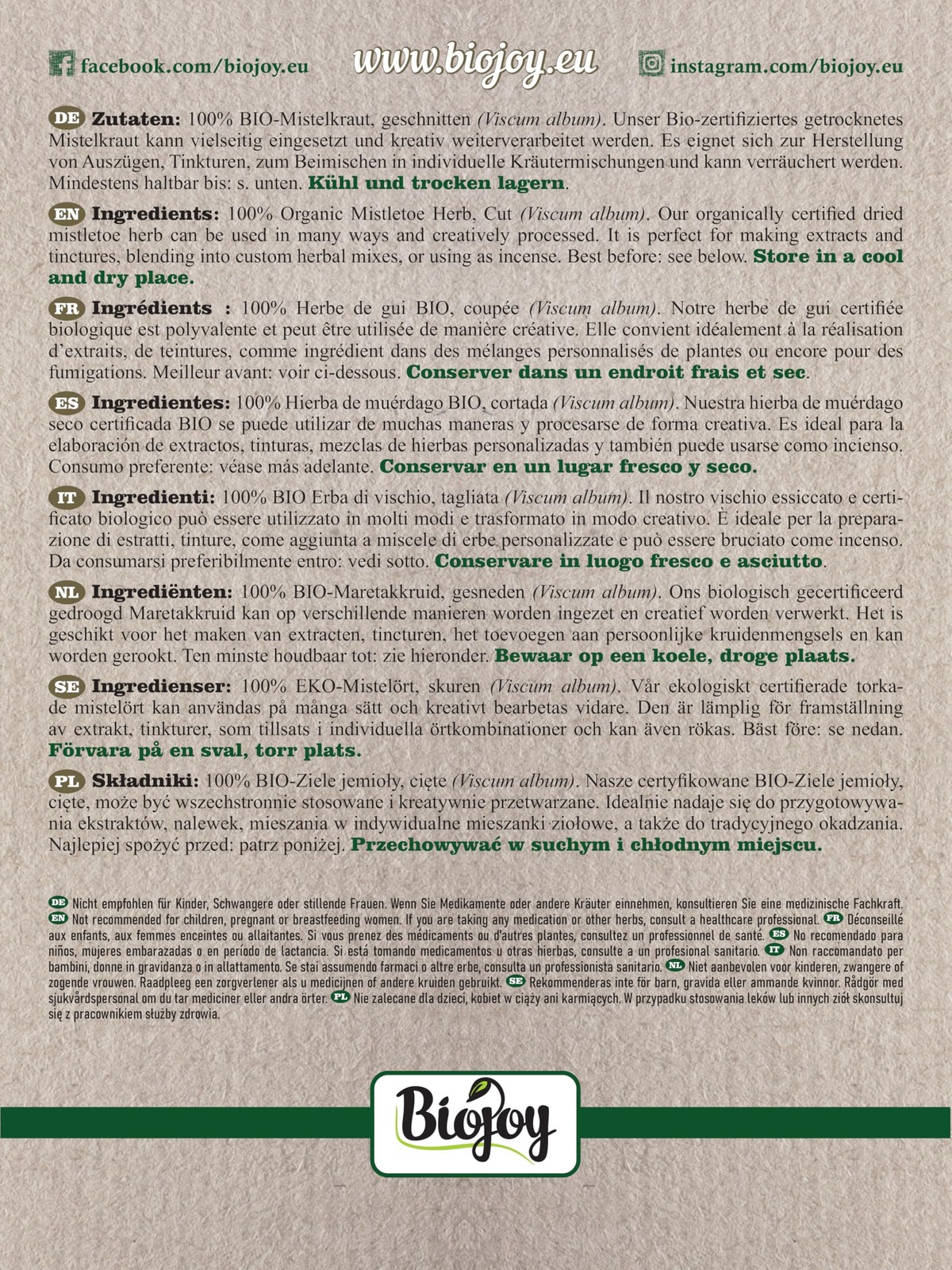Tisane de Gui BIO d'exception 250 g, sélection pure d'herbe coupée et séchée