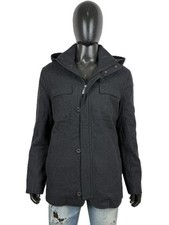 CALVIN KLEIN Cappotto Uomo Tg XL Lana Grigio Wool Coat Herren Hooded