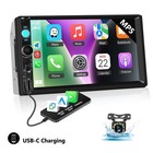 7'' Double 2 Din Car Radio Wireless Apple Carplay Touch Screen Stereo MP5 BT Cam