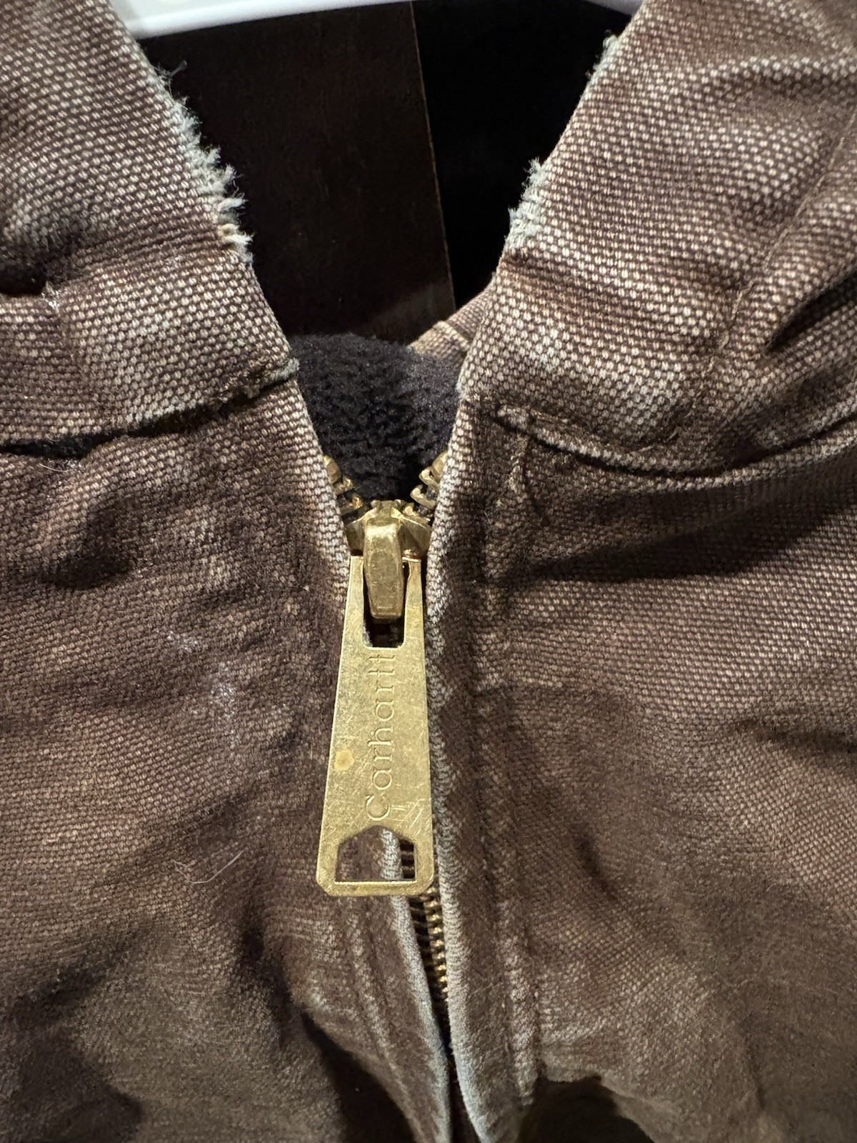 Carhartt VTG Jacket Fleece Lined Youth L 1/12 YYJ159 DKB Dark Brown Hooded Coat thumbnail 4