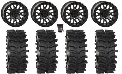 System 3 SB-9 Bdlk 15x10Wide Wheels Matte Bk 35'' XT400W Tires Pioneer 1K/ Talon