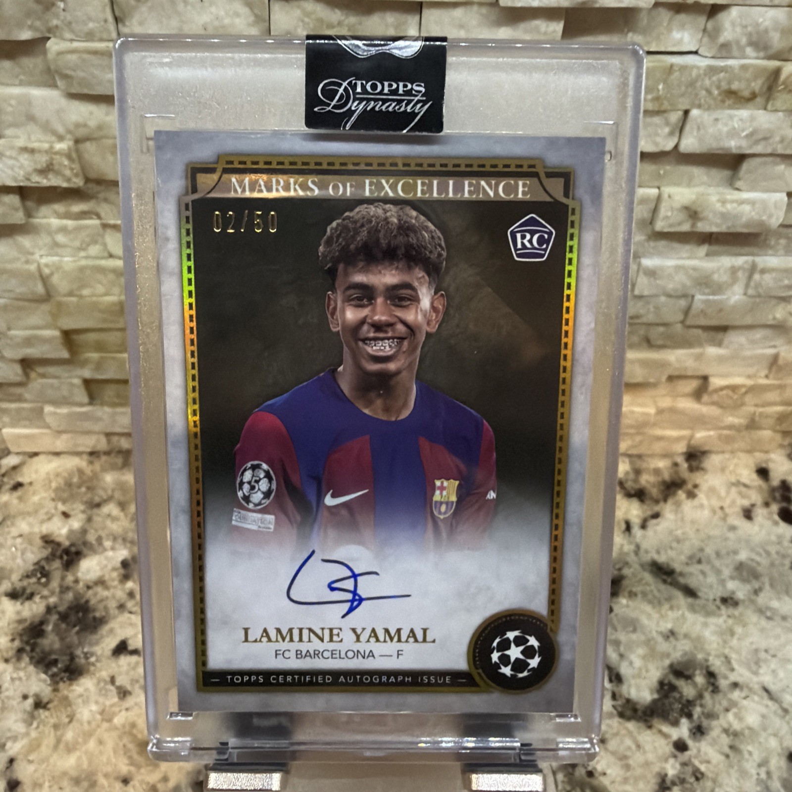 2024-25 Topps Dynasty UCC Lamine Yamal Gold Marks Of Excellence RC Auto #/50