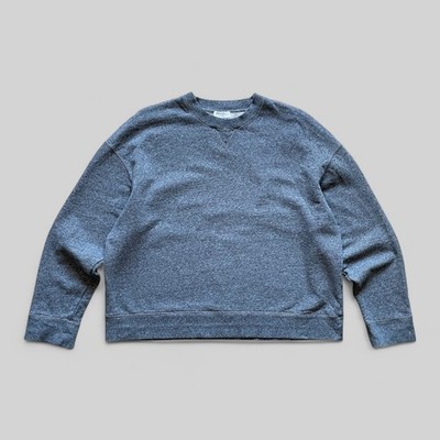 Sunspel Men's Grey Cotton Crewneck Oversized Fit Sweatshirt