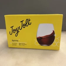 Joy Jolt Stemless Wine Glasses Set Of 4 - 19 Oz Clear Glass TumblersRed & White