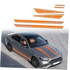 6PCS Car Side Sticker Rear View Mirror Stickers Auto Hood Sticker Body Orange