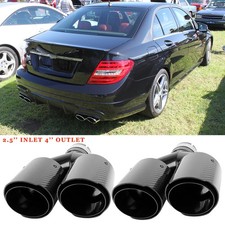 2.5" to 4" Carbon Exhaust Tip Double Slant Cut For Mercedes Benz C250 C30 C63