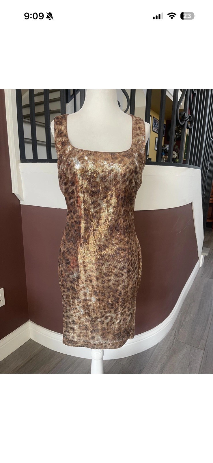 Cache Sequin Leopard Print Open Back Mini Dress S… - image 8