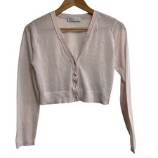 25SS CELFORD Sheer V-Neck Cardigan Bolero CWND252008, F, Light Pink Women USED