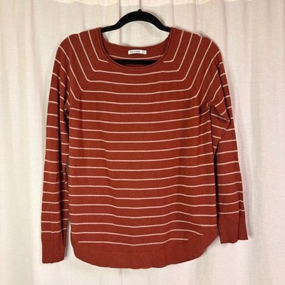 Pink Clover Rust Striped Sweater Medium Lightweight Knit