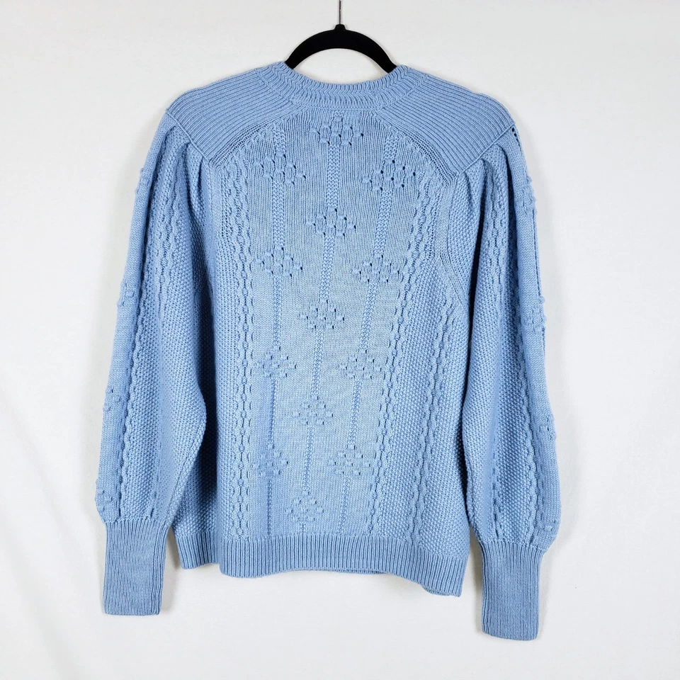 Suéter tejido con cable Per Una para mujer 14 lana en polvo azul suave niña Academia Twee Foto 4 de 4