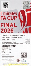 reproduction 2026 FA cup final MANCHESTER CITY CHELSEA PERSONALISED ticket