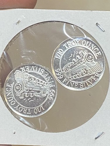 (2) 1/10 oz .999 Silver Round - Locomotive Train - Monarch Precious Metals BU
